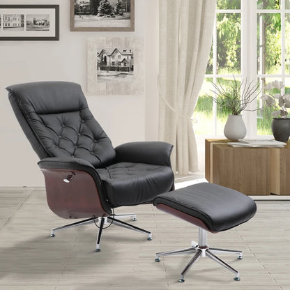 Nancy's Fementoes Relaxfauteuil - Relaxstoel - Ligstoel - Verstelbare Rugleuning - Draaibaar - Met Voetenbank - Zwart - Kunstleer