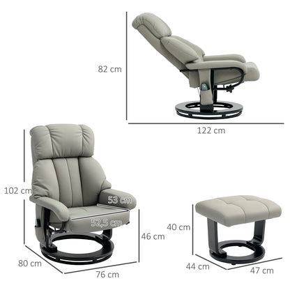 Nancy's Carreiras Massagestoel met Hocker - Relaxfauteuil - Relaxstoel - Ergonomisch - Verstelbaar - Grijs - Kunstleer