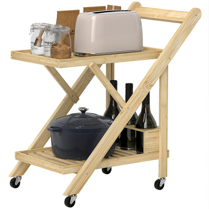 Nancy's Cislago Serveerwagen - Trolley voor buiten - Bamboe - ± 65 x 40 x 70 cm