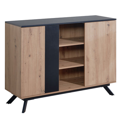 Nancy's Ervidel Dressoir - Opbergkast - Ladekast - Eiken / Zwart - ± 110 x 40 x 90 cm