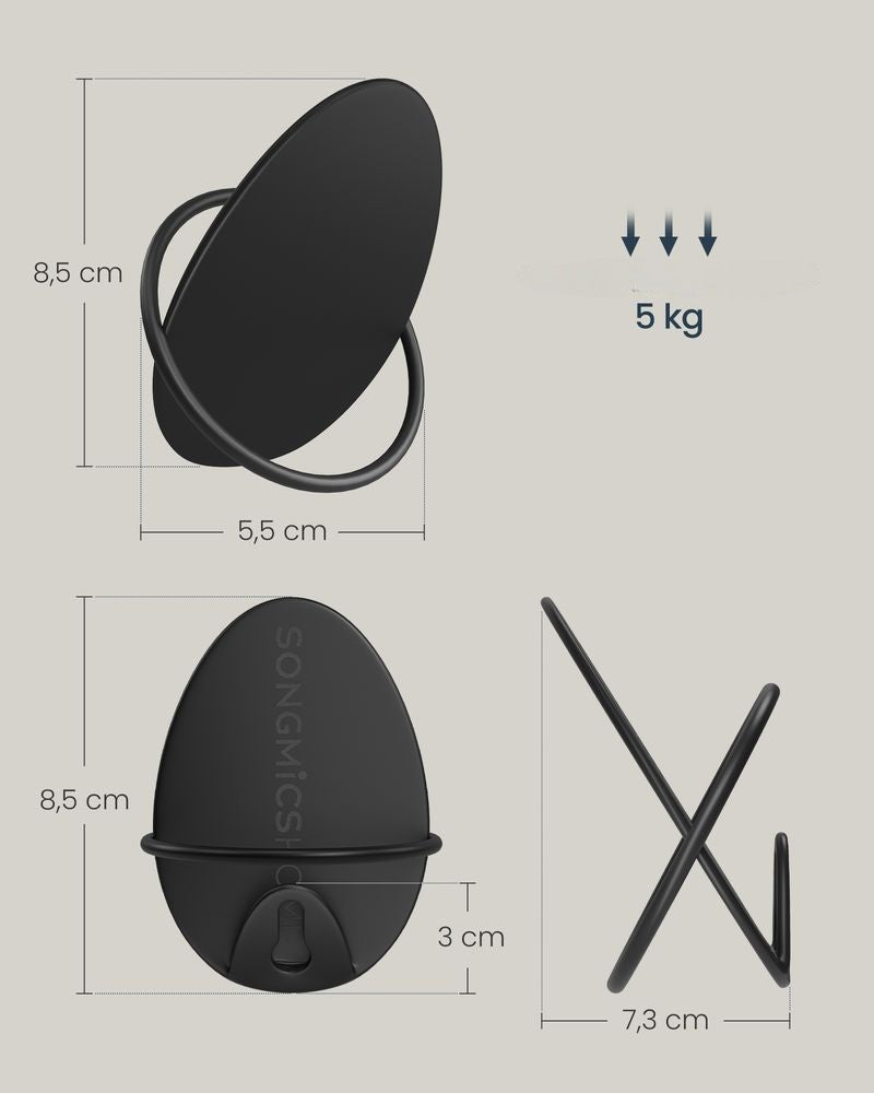 Nancy's Fóios Wandkapstok - Wandgarderobe - Muurkapstok - Zwart - Staal - Set van 4