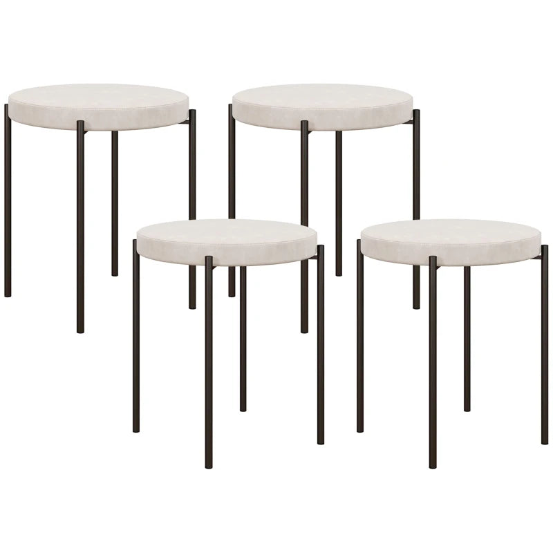 Nancy's Andaes Stools - Stools - Kitchen Stools - Set of 4 - Stackable - Cream white - Velvet