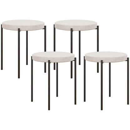 Nancy's Andaes Stools - Stools - Kitchen Stools - Set of 4 - Stackable - Cream white - Velvet