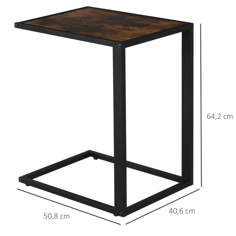 Nancy's Amorim Bijzettafel - Laptoptafel - Rechthoekig - Bruin / Zwart - MDF / Staal - ± 40 x 50 x 65 cm