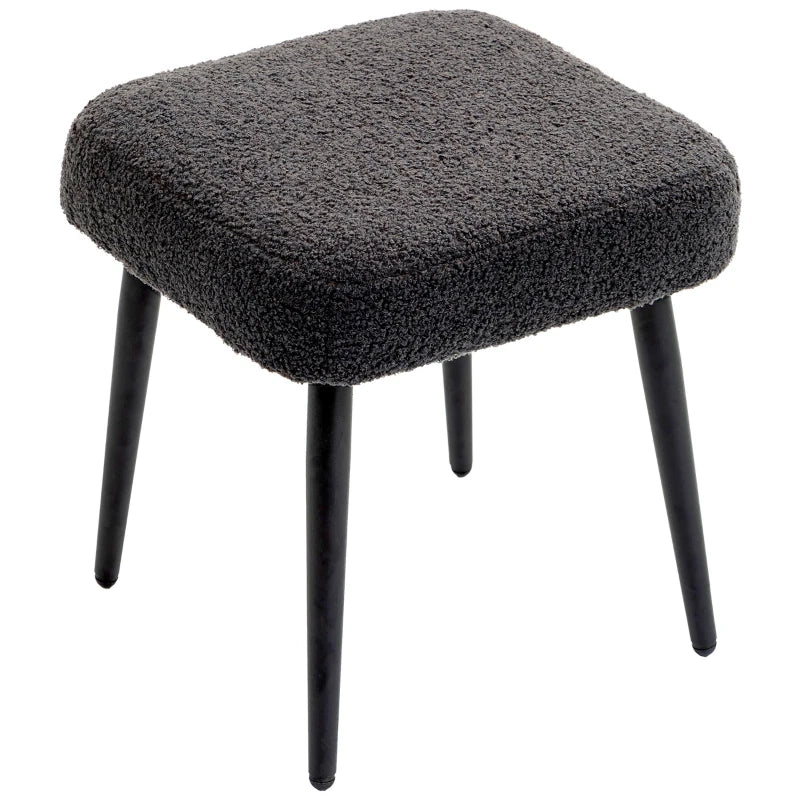 Nancy's Apecchio Stool - Ottoman - Dark Grey - Teddy / Steel