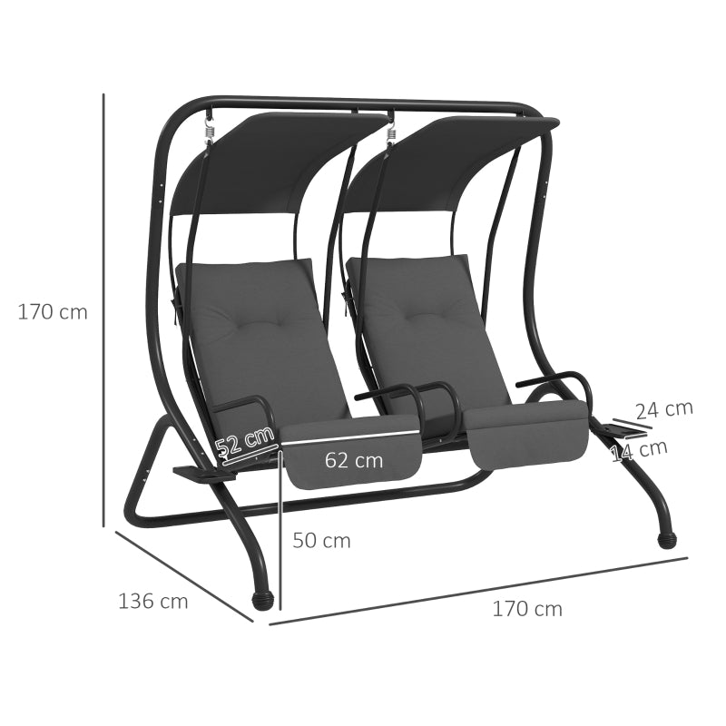 Nancy's Taag Schommelbank - Tuinschommel - 2-Zits - Grijs - ± 170 x 135 x 170 cm