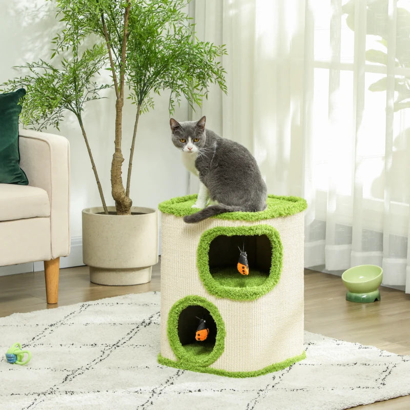 Nancy's Chauto Kattenboom - Kattengrot - Kattentoren - Groen / Crème Wit - ± 40 x 40 x 50 cm