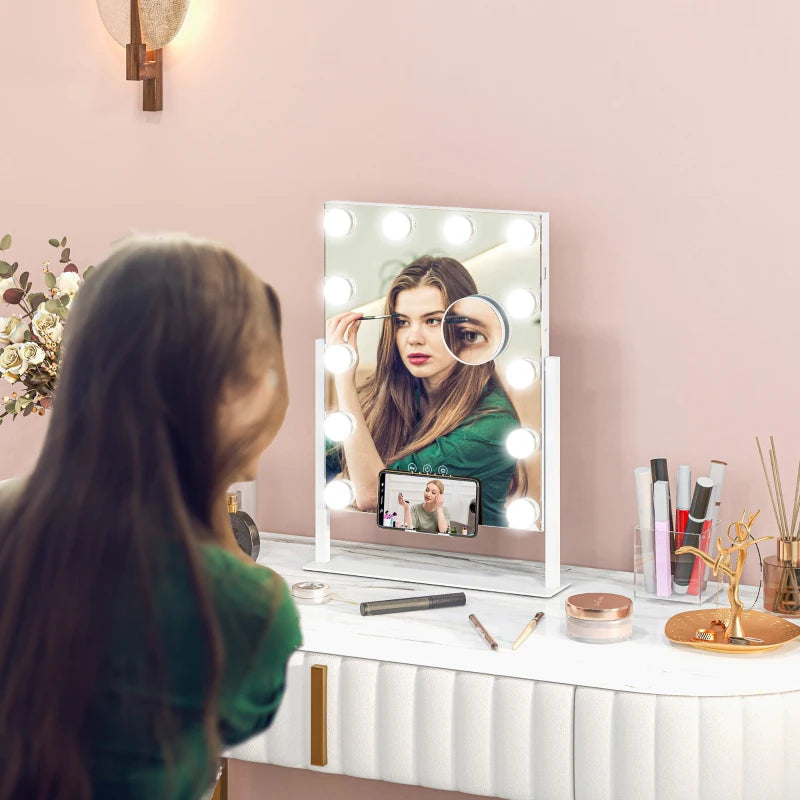 Nancy's Carragozela Make-up Mirror - Beauty Mirror - With LED Lighting - 10x Magnification - Rotatable - ± 35 x 45 cm