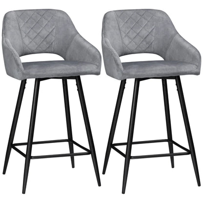 Tabourets de bar Campia de Nancy - Chaises de bar - Lot de 2 - Gris - Velours - 50 x 53 x 94 cm