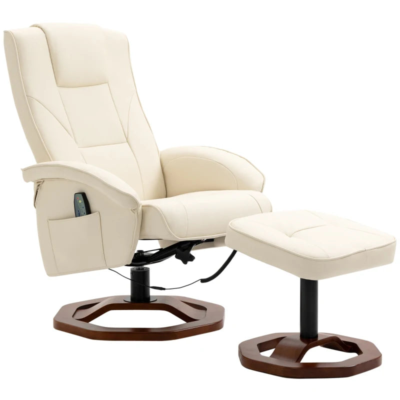 Nancy's Ervedal Massagestoel - Massage Fauteuil - Relaxstoel - Crème Wit / Bruin - Kunstleer