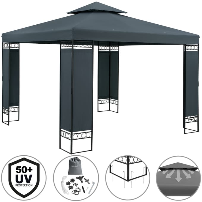 Nancy's Merufe Paviljoen - Partytent - Tuin Paviljoen - Antraciet - 300 x 300 x 260 cm