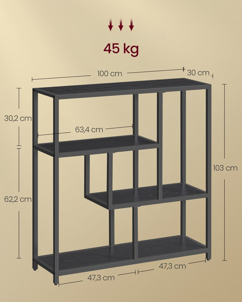 Nancy's Nevogilde Wandkast - Opbergkast - Boekenkast - Zwart - Staal - ± 100 x 30 x 100 cm