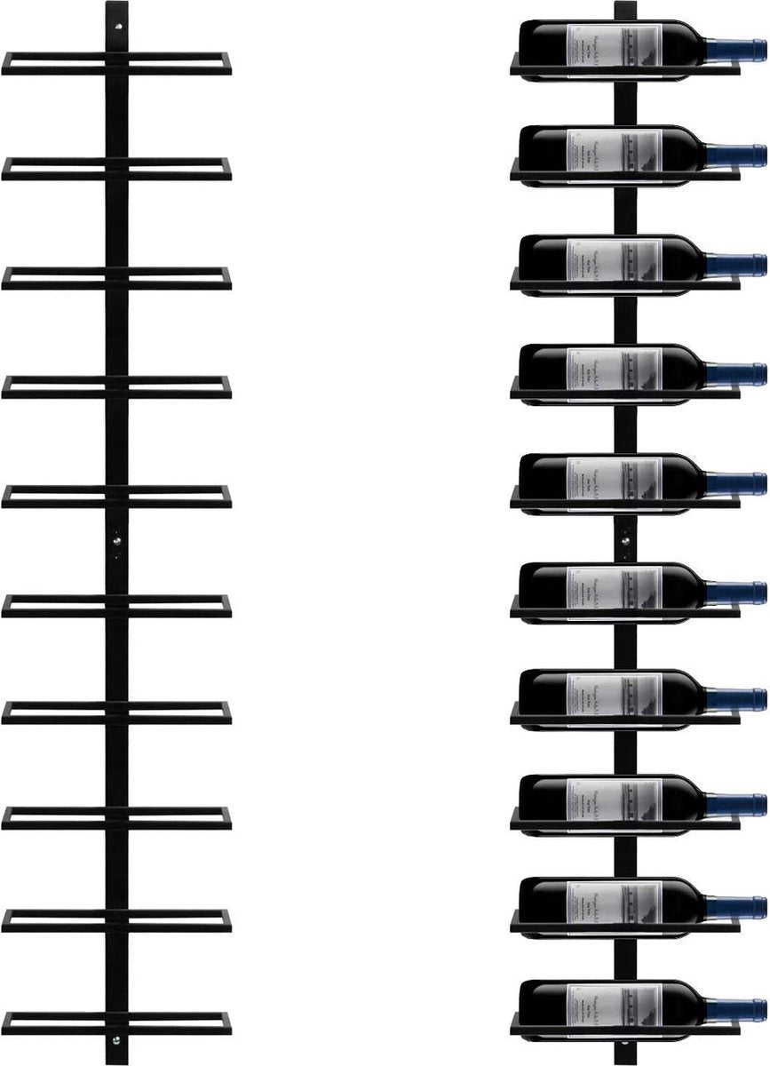 Eleganca Metalen wijnrek voor 10 flessen Zwart