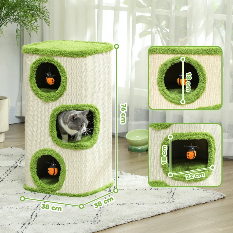 Nancy's Arcosso Krabpaal - Kattentoren - Kattengrot - Kattenboom - Groen / Crème Wit - ± 40 x 40 x 75 cm