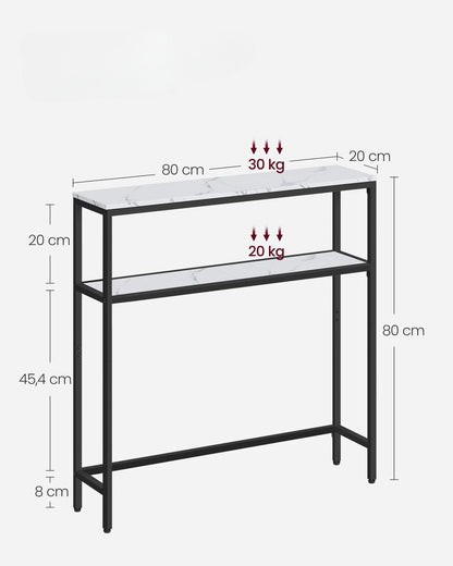 Nancy's Trofa Sidetabel - Bijzettafel - Consoletafel - Marmer Wit / Zwart - 80 x 20 x 80 cm