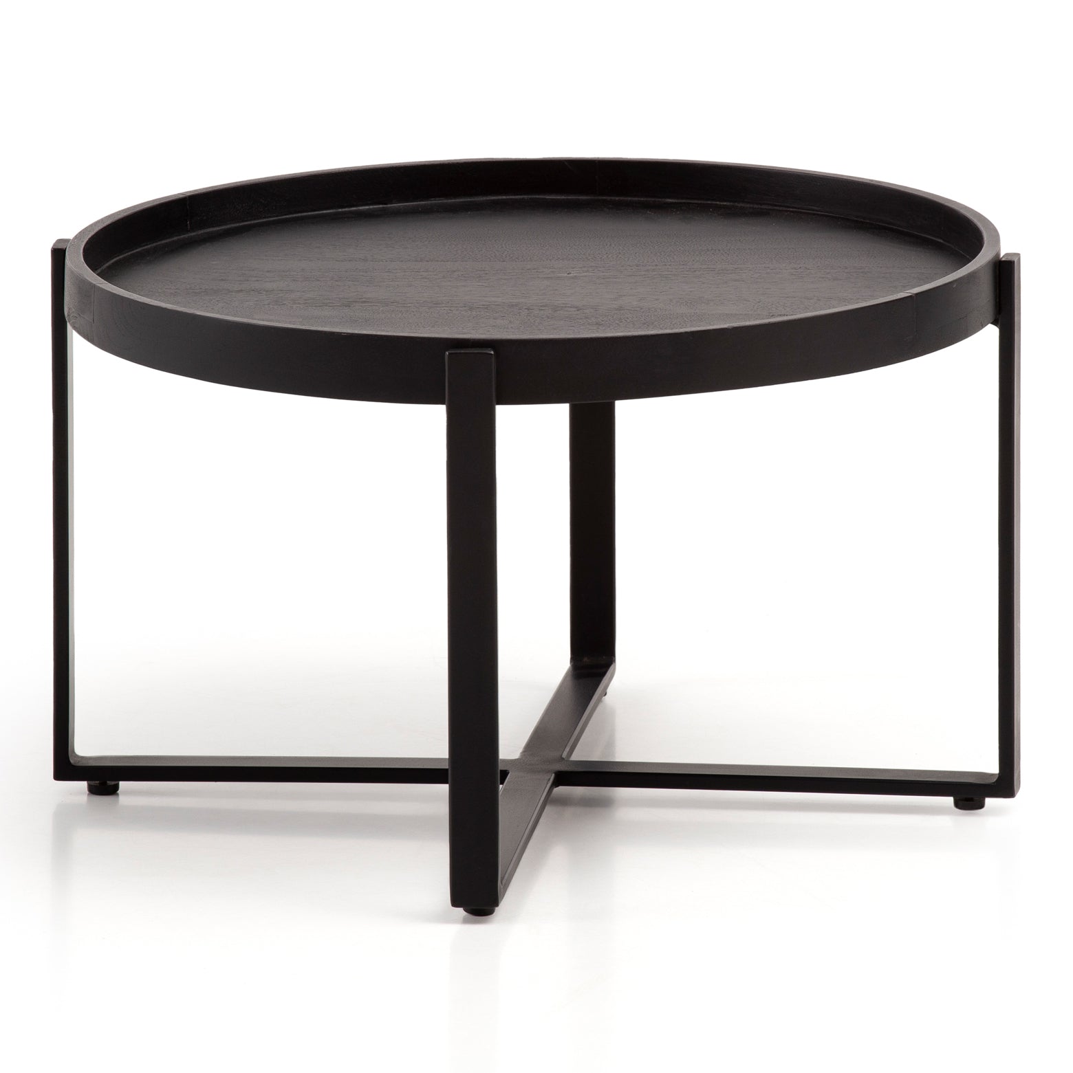 Nancy's Gouveia Table basse - Table basse - Table d'appoint - Noir - Bois de manguier / Acier - Ø 60 x 35 cm