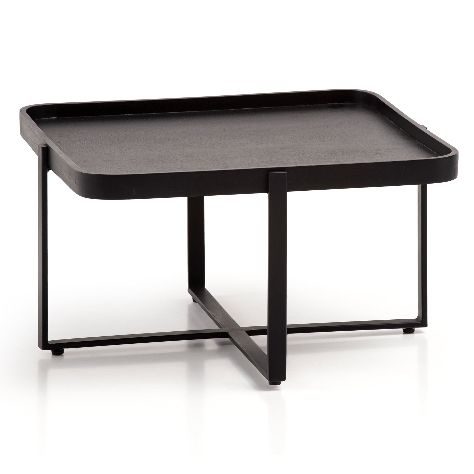 Table Basse Nancy's Pombal - Table Basse - Noir - Bois de Manguier Massif / Acier - Ø 65 x 35 cm