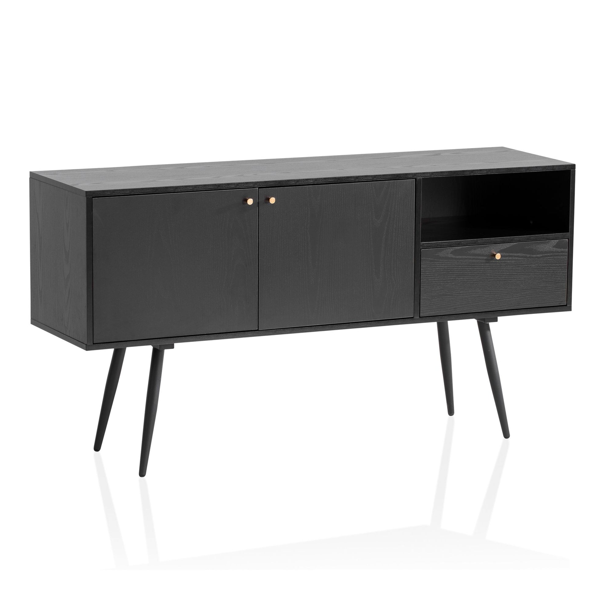 Nancy's Messejana Dressoir - Opbergkast - Sideboard - Zwart / Goud - 140 x 40 x 75 cm