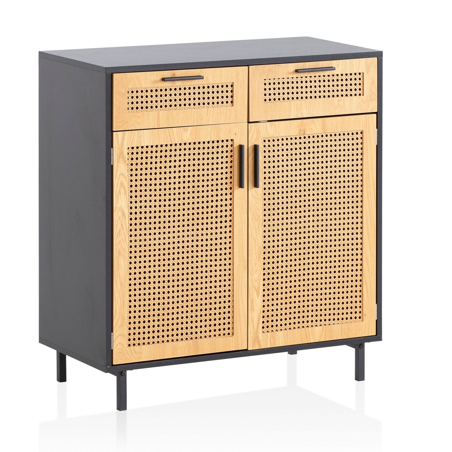 Nancy's Ribalonga Commode - Dressoir - Sideboard - Opbergkast - Zwart / Bruin - Rotan - ± 80 x 40 x 85 cm