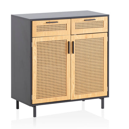 Nancy's Ribalonga Commode - Dressoir - Sideboard - Opbergkast - Zwart / Bruin - Rotan - ± 80 x 40 x 85 cm