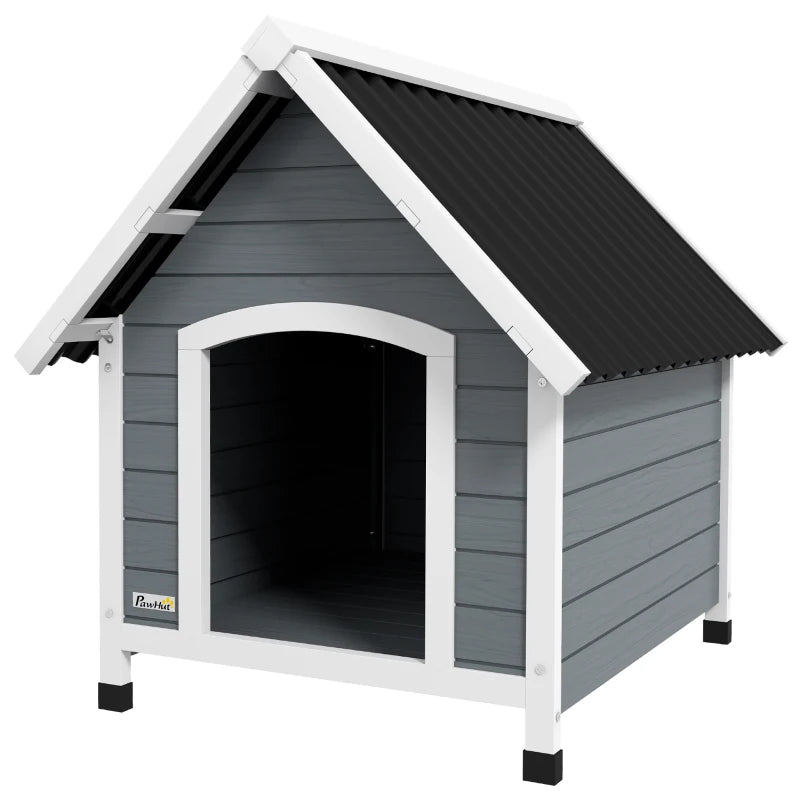 Nancy's Aprilia Hondenhok - Hondenverblijf - Hondenkennel - Weerbestendig - Grijs / Zwart - Dennenhout ± 75 x 90 x 80 cm