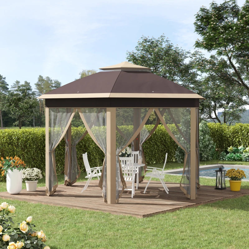 Nancy's Fiscal Paviljoen - Party Tent - Prieel - Tuin Paviljoen - Beige - 405 x 405 cm