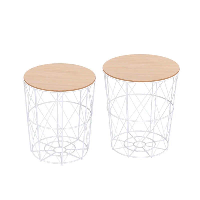 Nancy's Westlake Salontafels - Set Van 2 - Bijzettafels - Naturel / Wit - MDF / Staal