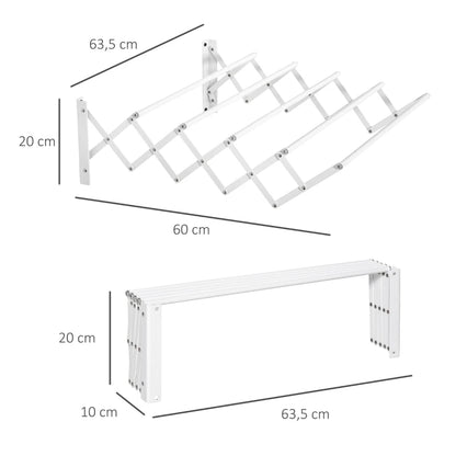 Nancy's Sandomil Wasrek - Uitrekbare Wanddroger - Droogrek - Wit - ± 65 cm