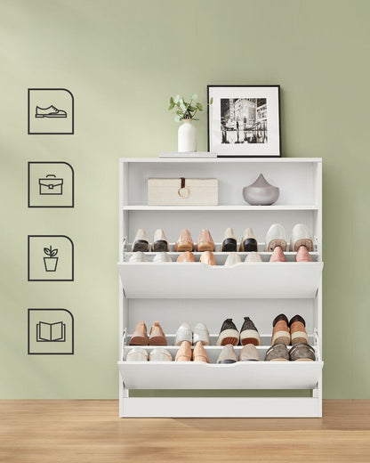 Nancy's Brentinoco Shoe Cabinet - Shoe Rack - White - ± 80 x 25 x 100 cm