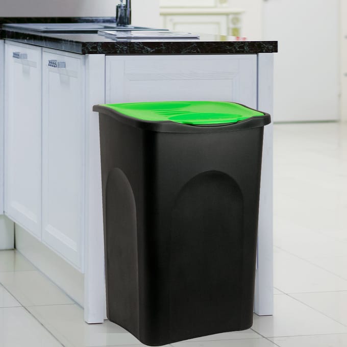 Nancy's Abetone Waste Bin - Waste Bin - Black / Green - Plastic - 50 liters