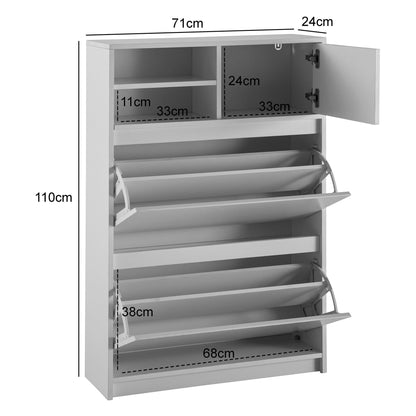 Nancy's Favaios Schoenenkast - Opbergruimte voor schoenen - Schoenenrek - Wit - ± 70 x 25 x 110 cm