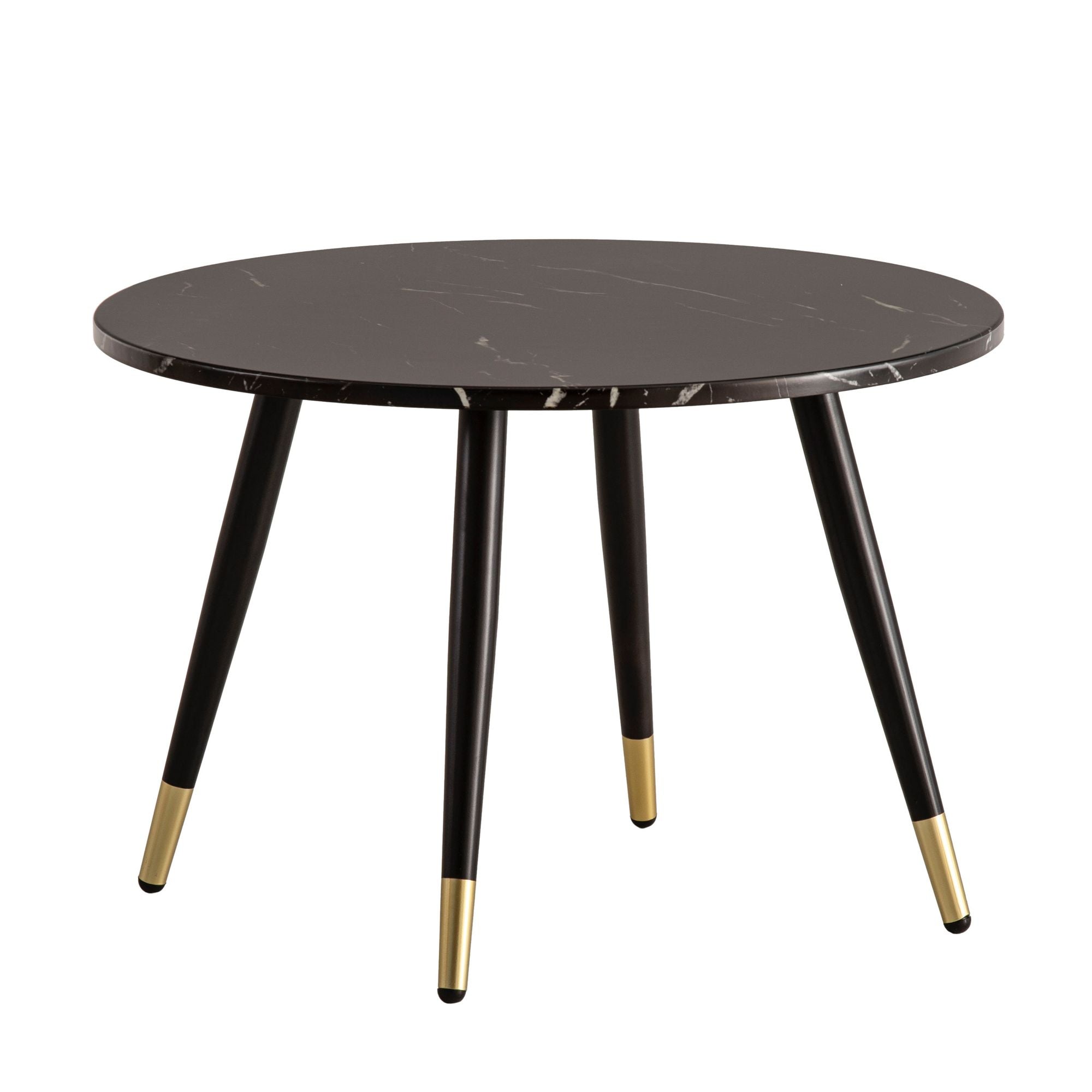 Nancy's Real Salontafel - Koffietafel - Zwart / Goud - Marmerlook - ± Ø 60 x 40 cm