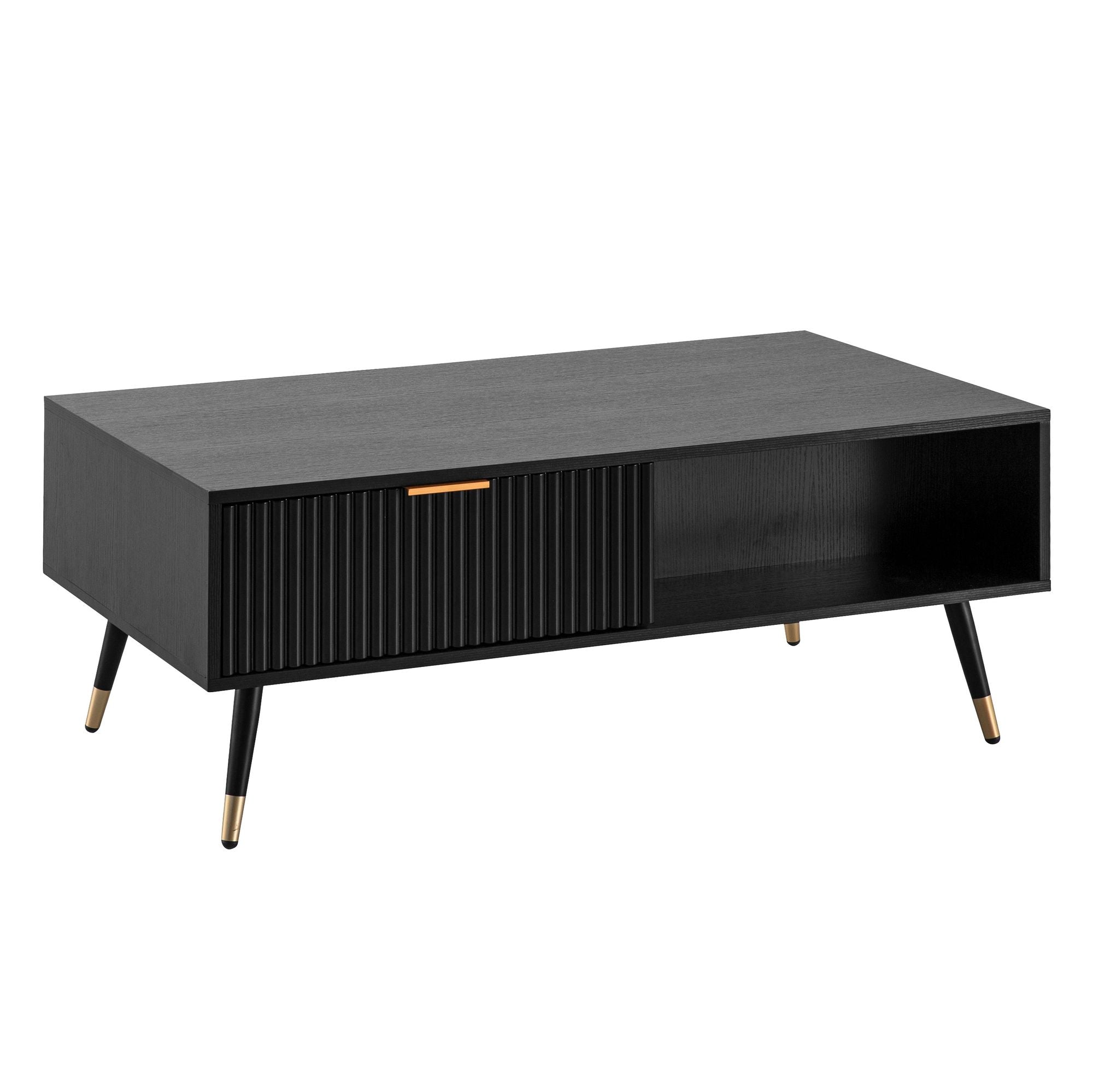 Nancy's Odeceixe Coffee Table - Coffee Table - Black / Gold - Oak Look / Steel - ± 110 x 60 x 40 cm