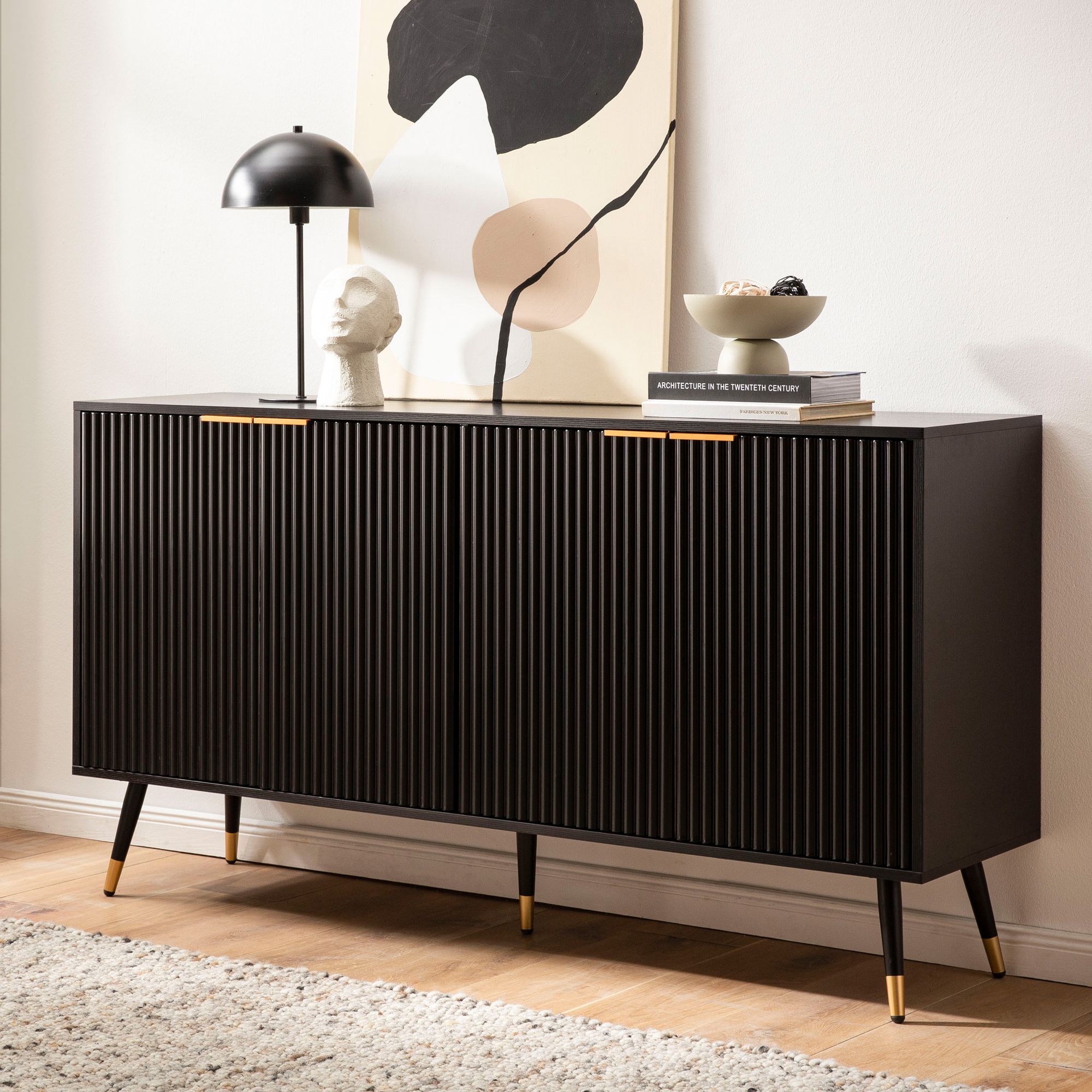 Nancy's Benquerença Dressoir - Sideboard - Opbergkast - Zwart - ± 150 x 40 x 80 cm