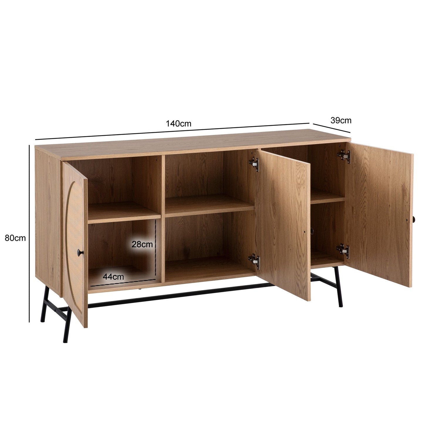 Nancy's Meimão Dressoir - Sideboard - Opbergkast - Bruin / Zwart - Polyrattan - ± 140 x 40 x 80 cm