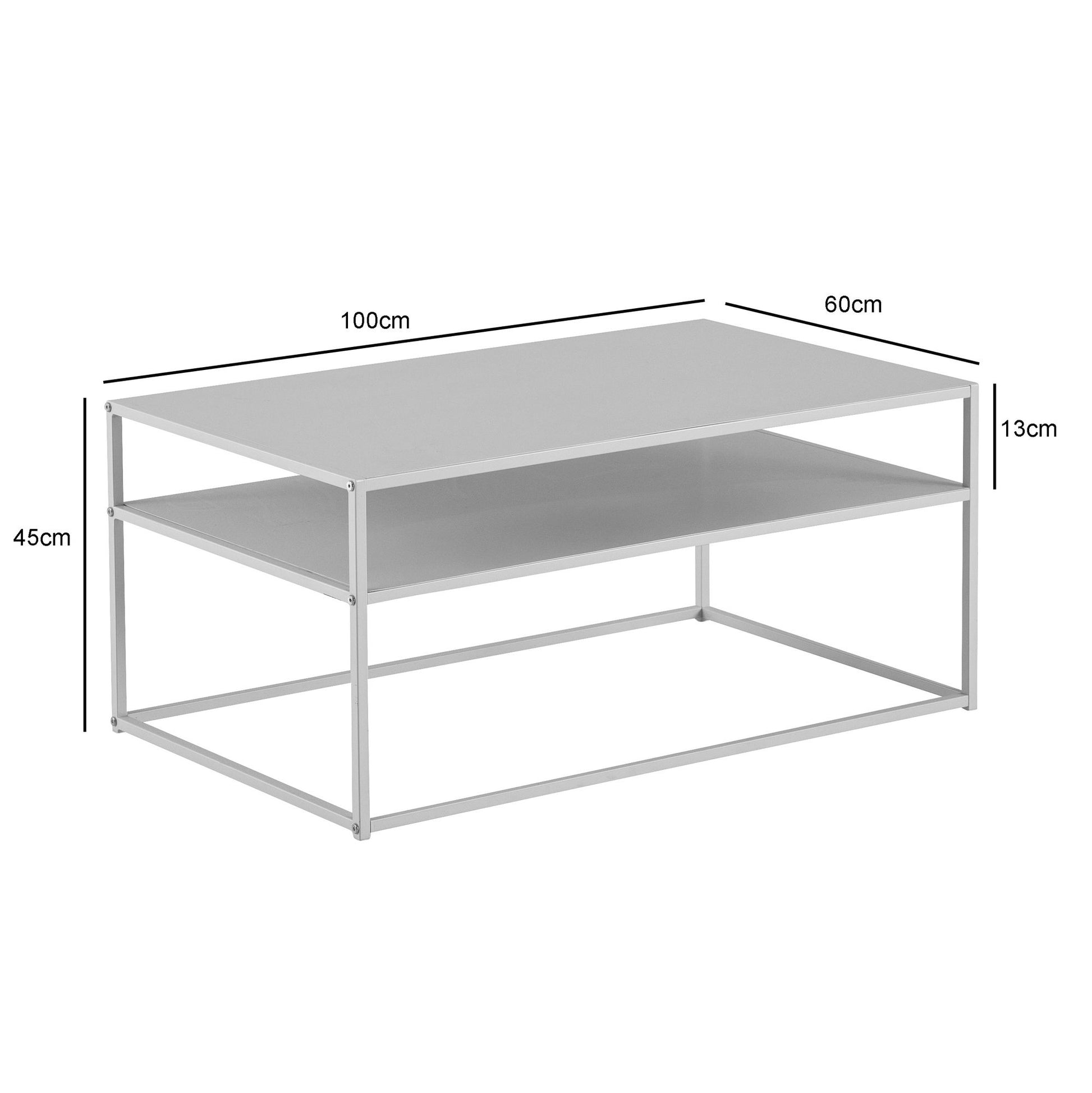 Nancy's Saldonha Salontafel - Koffietafel - Wit - Gelakt Staal - 100 x 60 x 45 cm