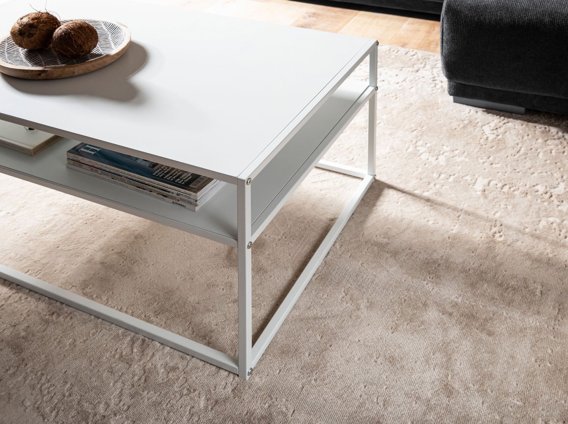 Nancy's Saldonha Salontafel - Koffietafel - Wit - Gelakt Staal - 100 x 60 x 45 cm