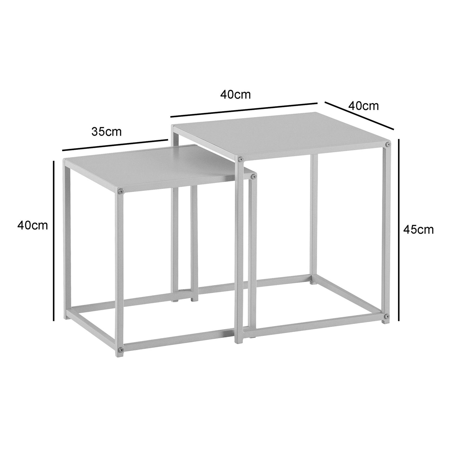 Nancy's Evora Salontafel Set - Bijzettafel Set - Koffietafel - Wit - Staal