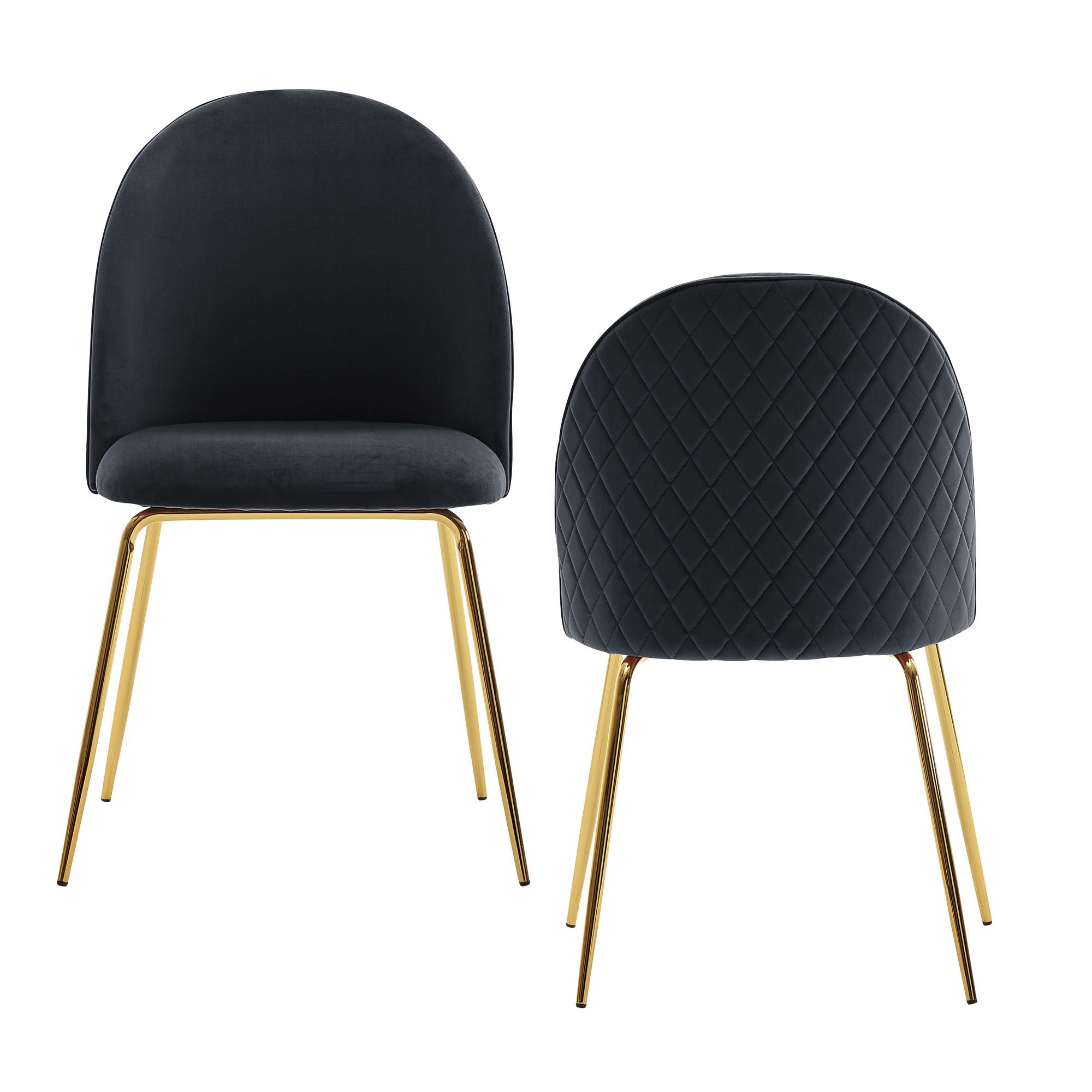 Nancy's Fornelo Dining Room Chair - Set of 2 - Black / Gold - Velvet