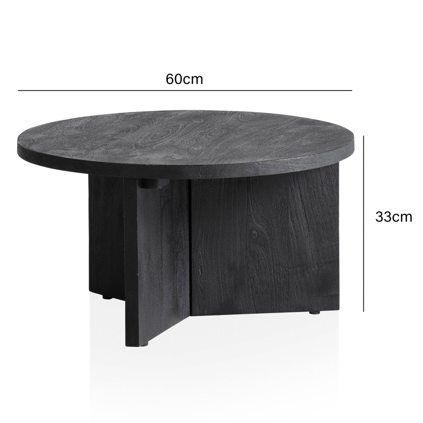 Nancy's Barca Coffee table - Coffee table - Round - Black - Mango wood - ± Ø 60 x 30 cm