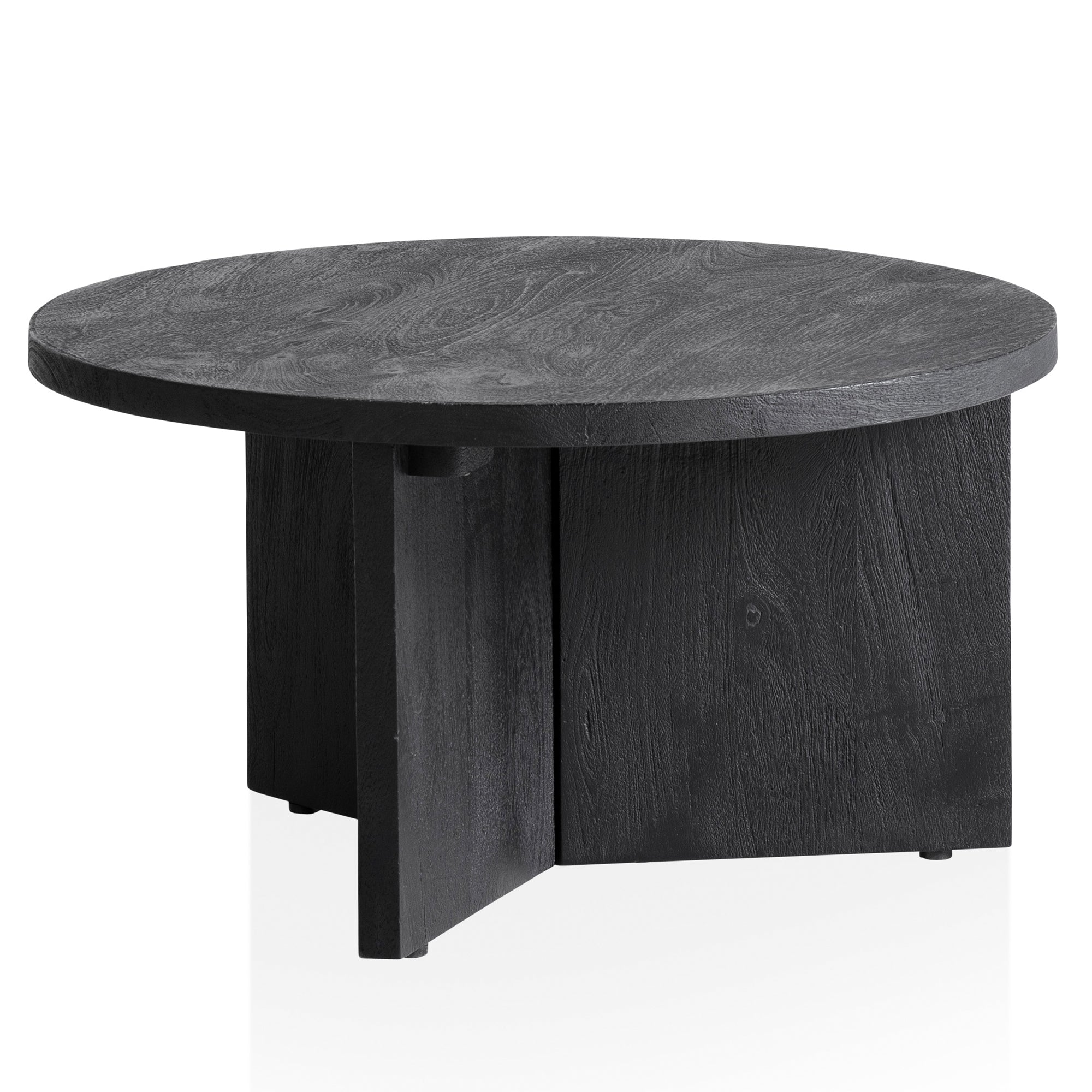 Nancy's Barca Salontafel - Koffietafel - Rond - Zwart - Mangohout - ± Ø 60 x 30 cm