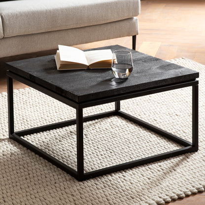 Nancy's Ruivos Coffee table - Coffee table - Black - Mango wood / Steel - 60 x 60 x 35 cm