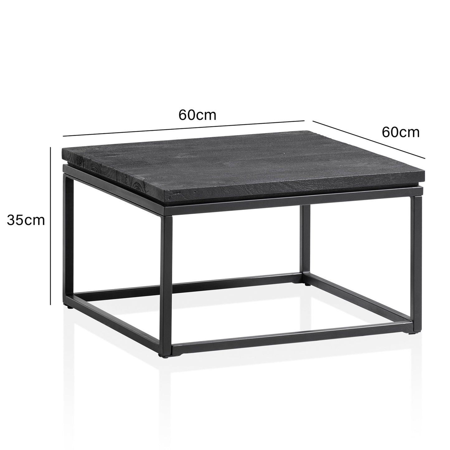 Nancy's Ruivos Coffee table - Coffee table - Black - Mango wood / Steel - 60 x 60 x 35 cm