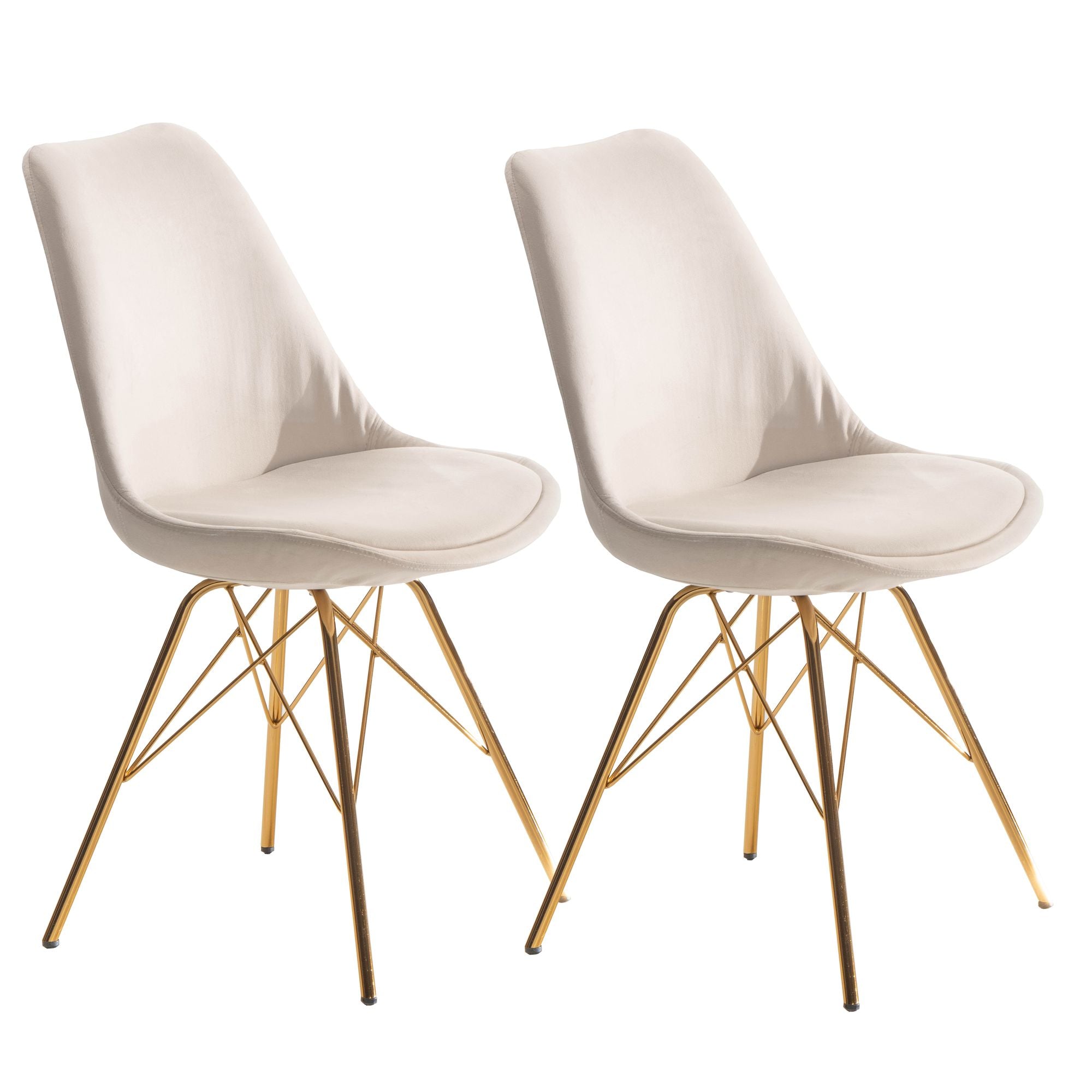 Nancy's Tagilde Eetkamerstoelen - Set van 2 - Beige / Goud - Fluweel