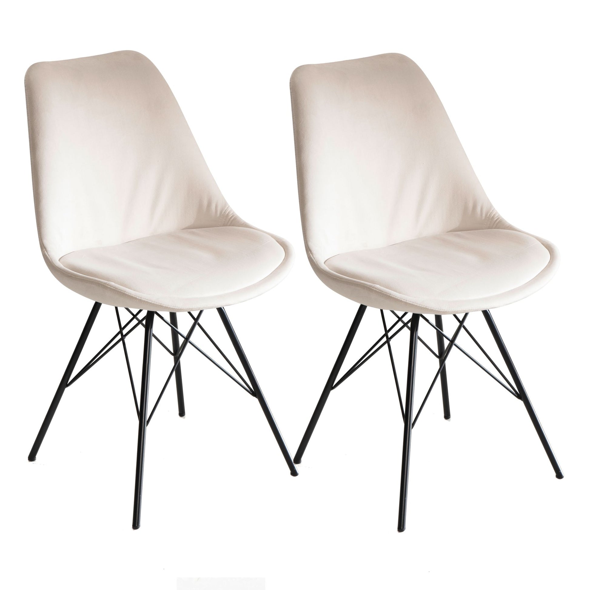 Nancy's Tagilde Eetkamerstoelen - Set van 2 - Beige / Zwart - Fluweel