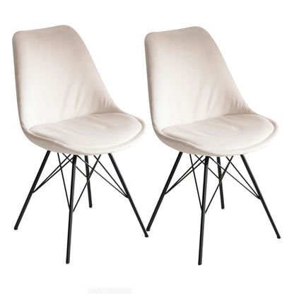 Nancy's Tagilde Eetkamerstoelen - Set van 2 - Beige / Zwart - Fluweel