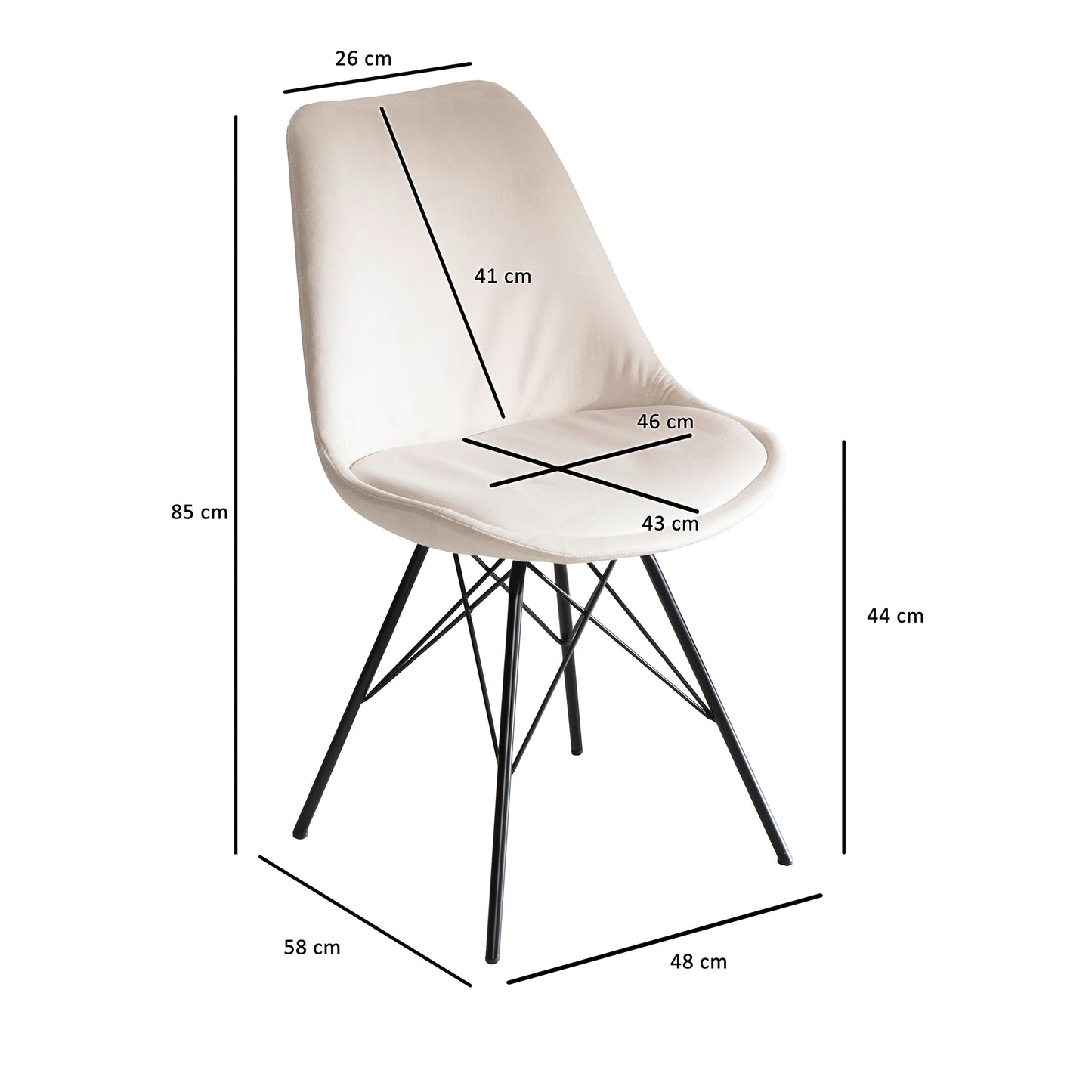 Nancy's Tagilde Eetkamerstoelen - Set van 2 - Beige / Zwart - Fluweel