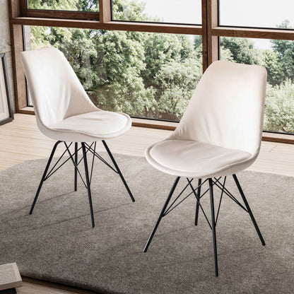 Nancy's Tagilde Eetkamerstoelen - Set van 2 - Beige / Zwart - Fluweel