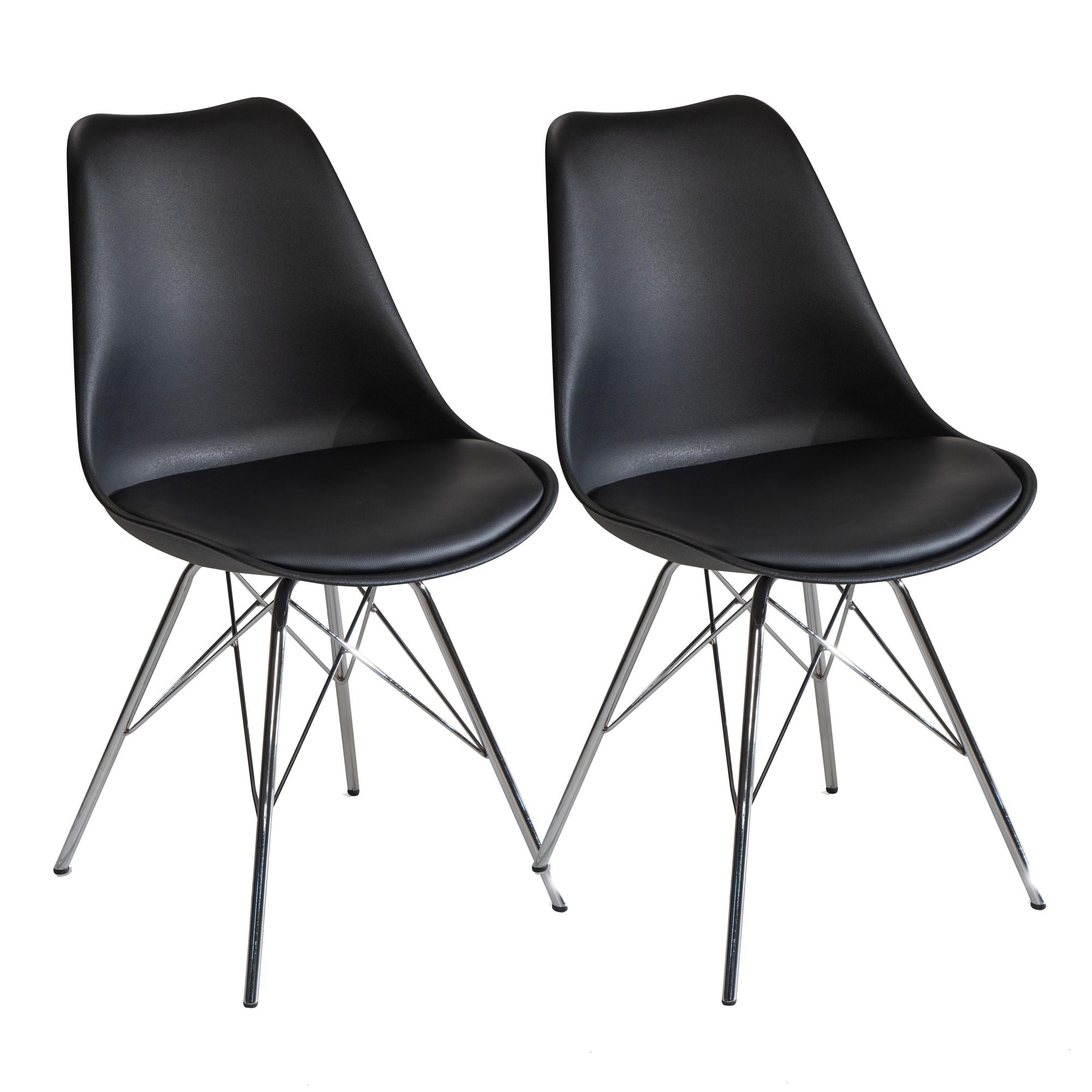 Nancy's Torredeita Eetkamerstoelen - Set van 2 - Zwart / Zilver - Kunstleer