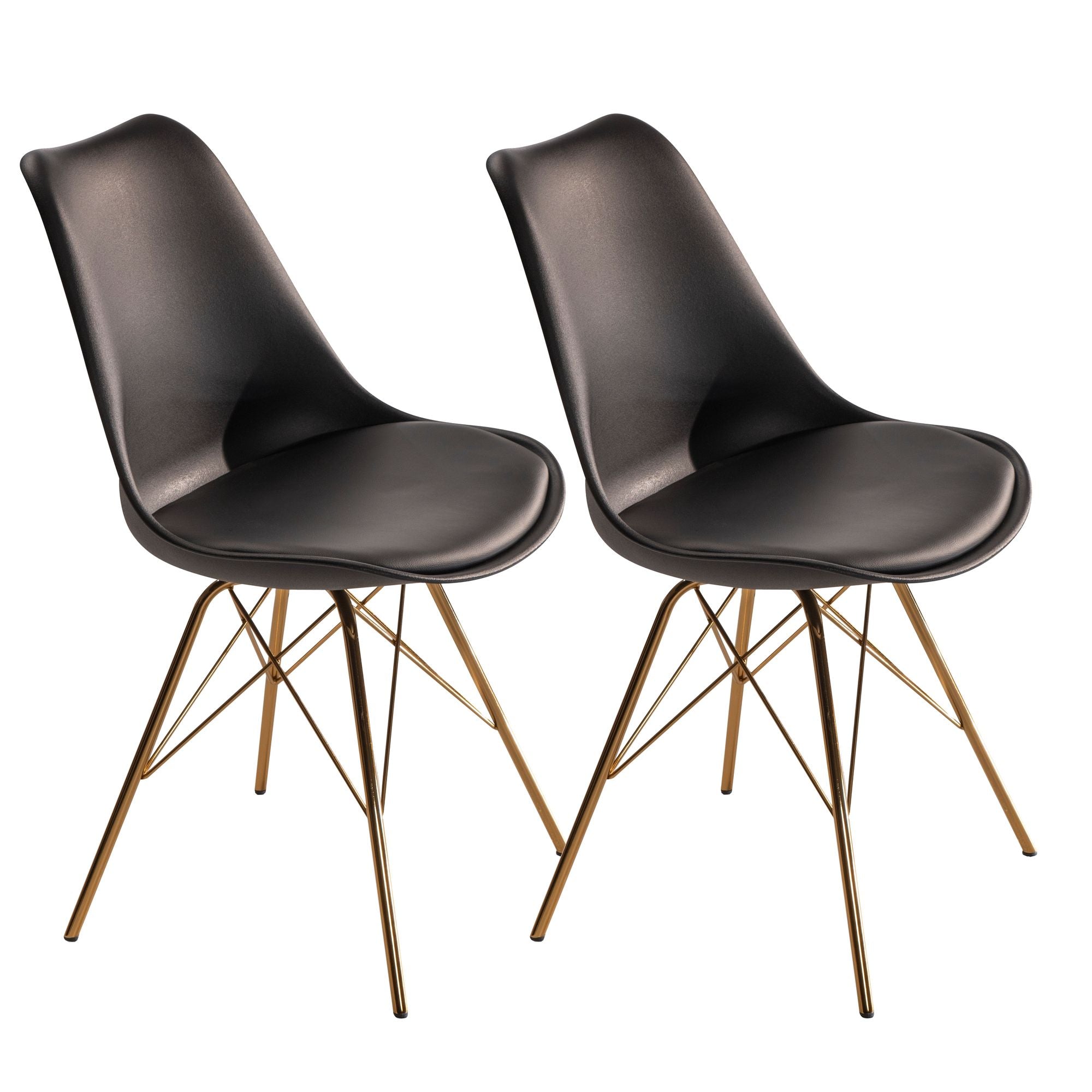 Nancy's Torredeita Eetkamerstoelen - Set van 2 - Zwart / Goud - Kunstleer